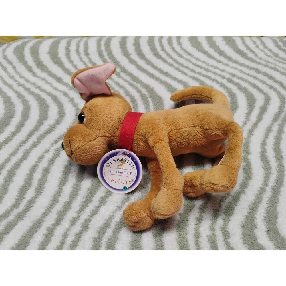 Operation Rescute 8" Long Brown Plush Toy Stuffed Tags